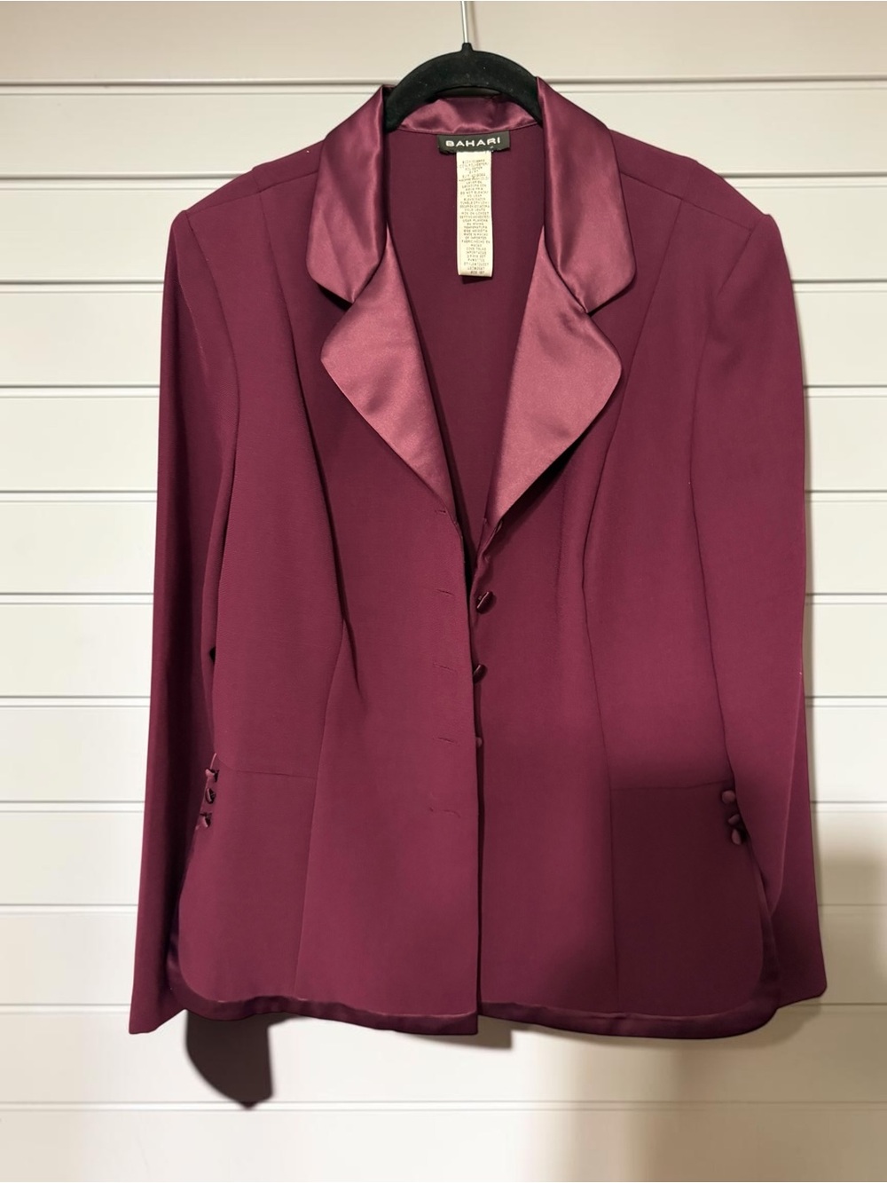 Bahari Plum Purple Blazer Satin Lapel Button Detail Plus Size 18 Tall Mob Wife